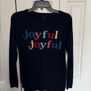 Talbots Navy Sweater with Colorful Joyful Graphic